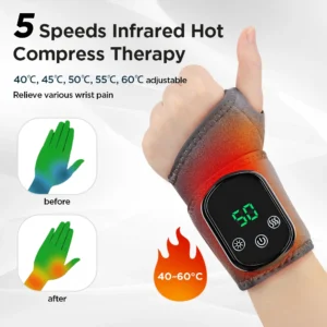Electric Heating Wrist Massager Wrist Brace Protector Wrap Vibration Massage
